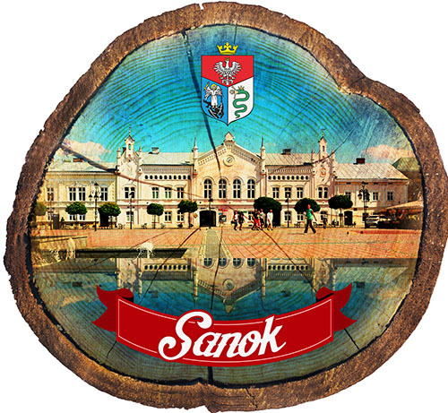Magnes drewniany pieniek Sanok