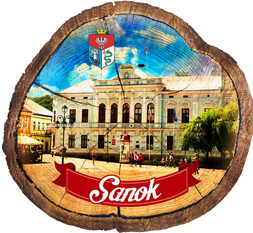 Magnes drewniany pieniek Sanok