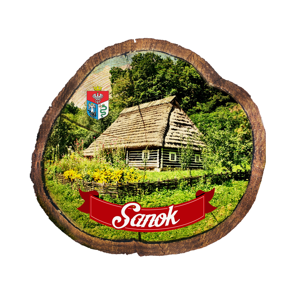 Magnes drewniany pieniek Sanok