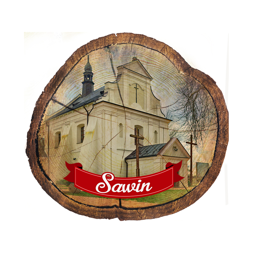 Magnes drewniany pieniek Sawin