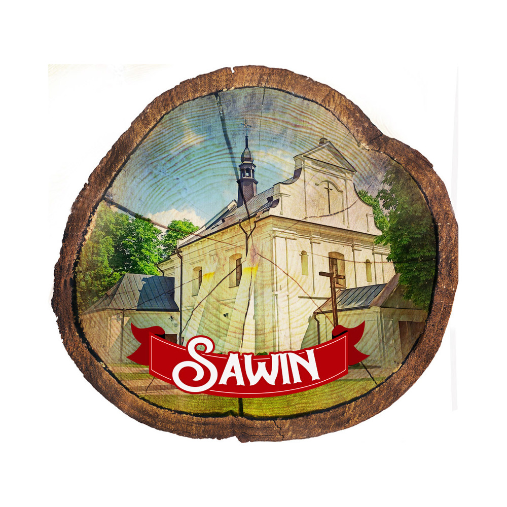 Magnes drewniany pieniek Sawin