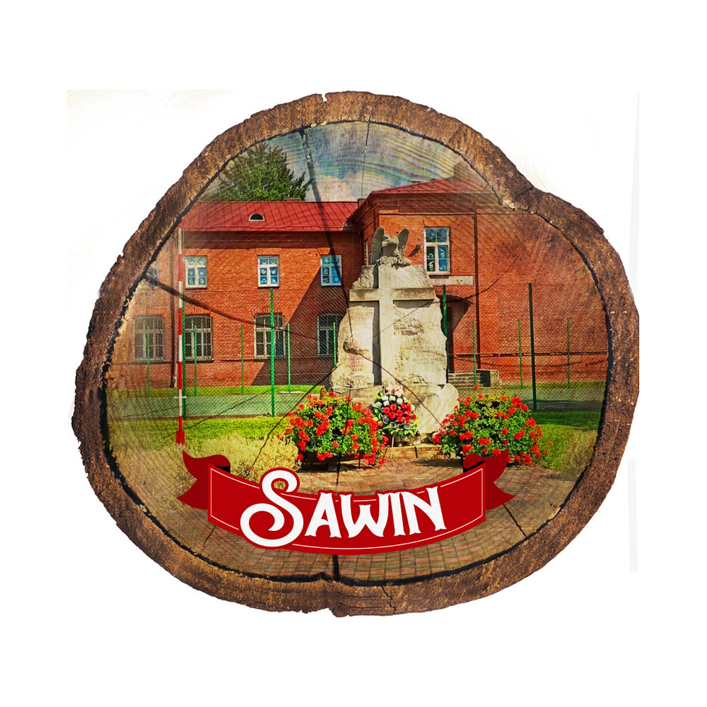 Magnes drewniany pieniek Sawin