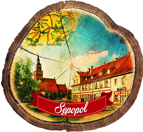 Magnes drewniany pieniek Sępopol