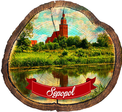 Magnes drewniany pieniek Sępopol