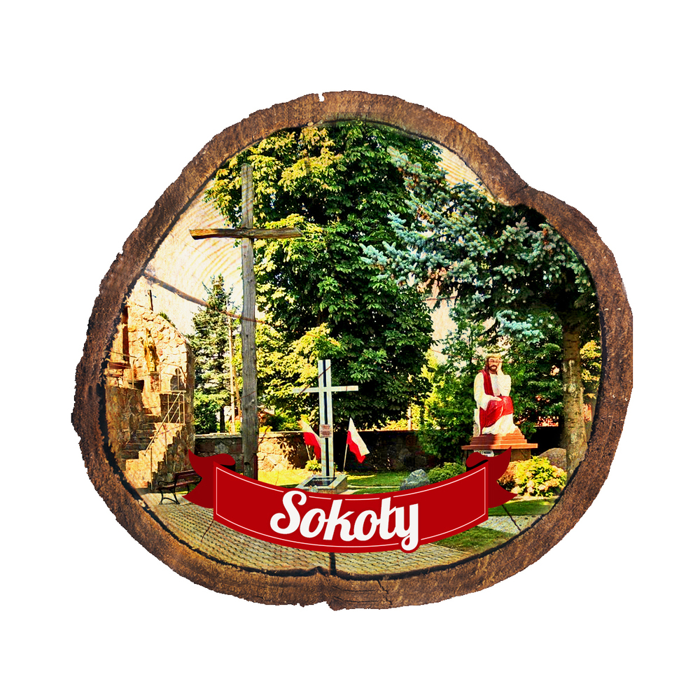 Magnes drewniany pieniek Sokoły