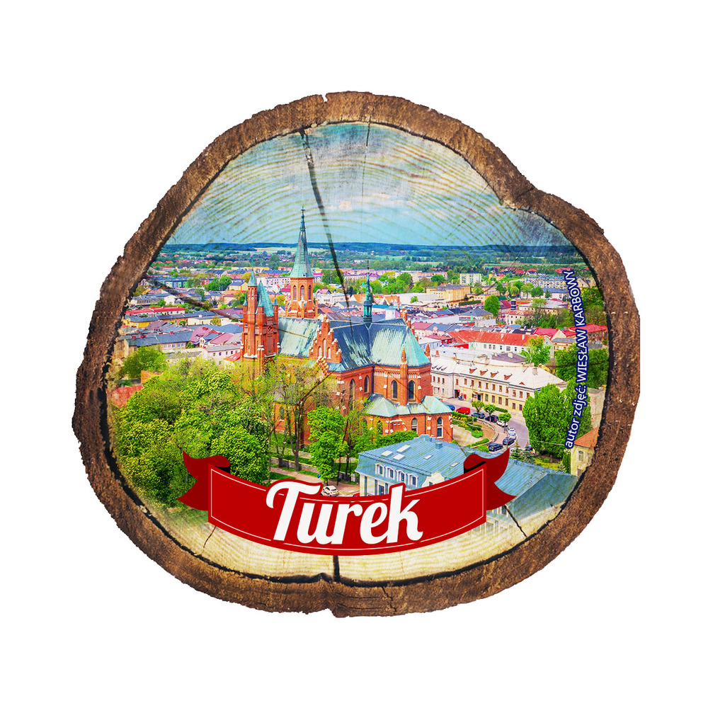 Magnes drewniany pieniek Turek
