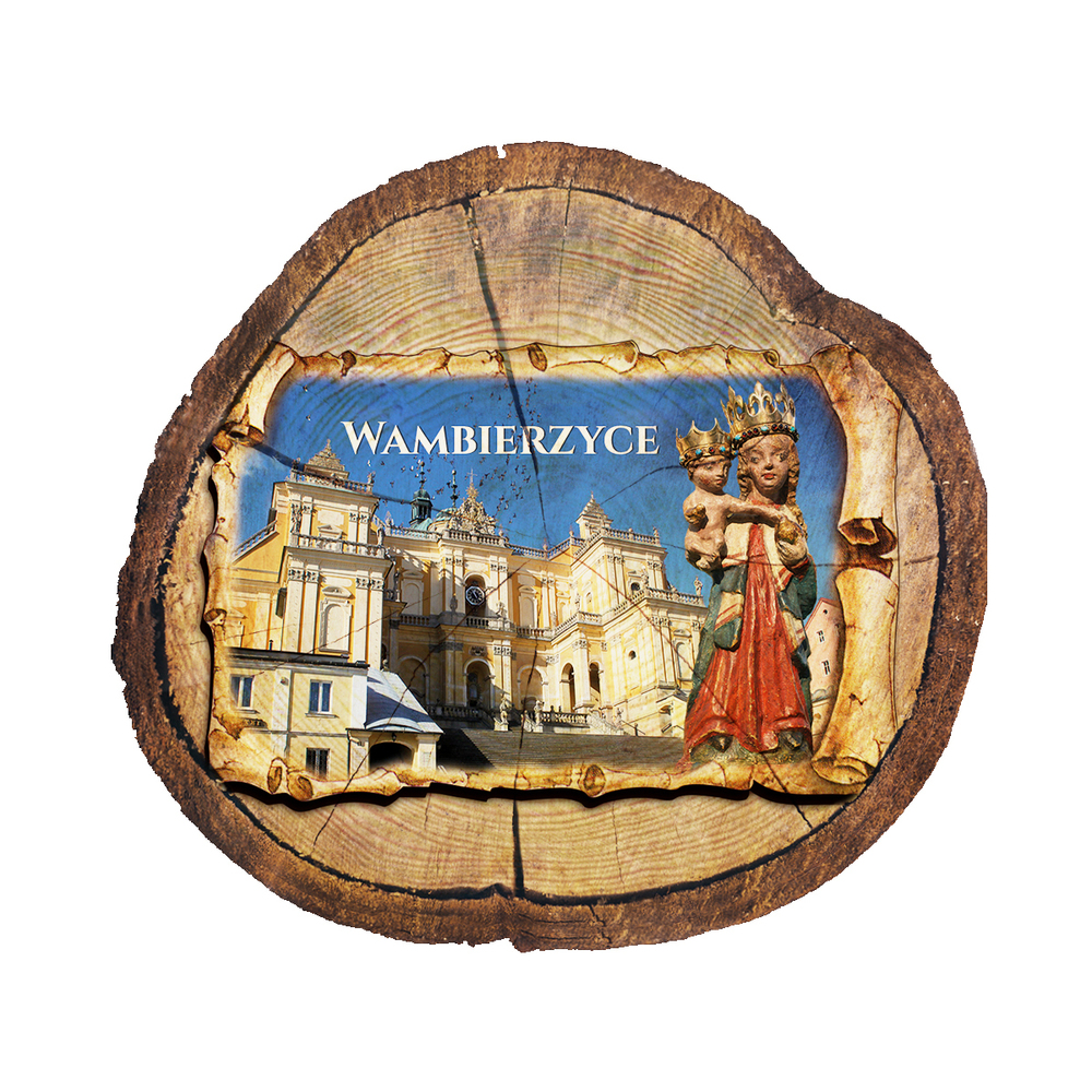 Magnes drewniany pieniek Wambierzyce