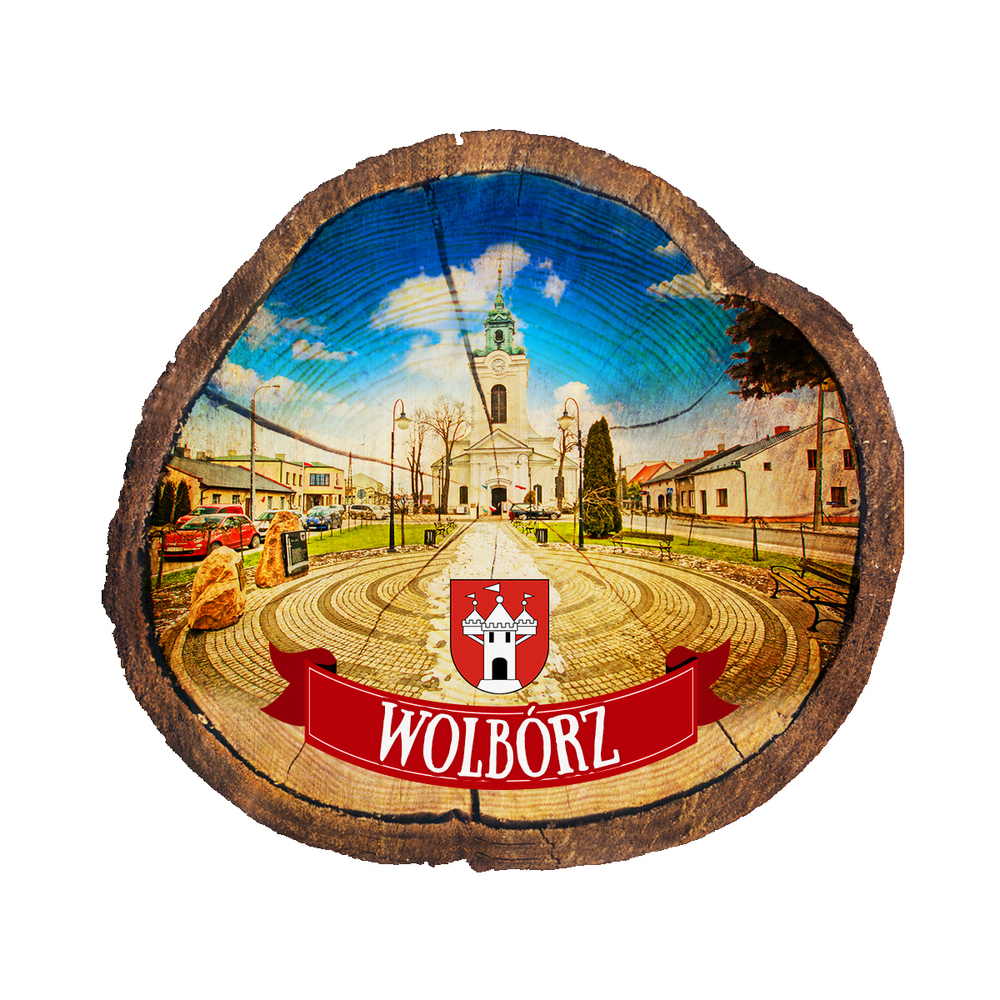 Magnes drewniany pieniek Wolbórz