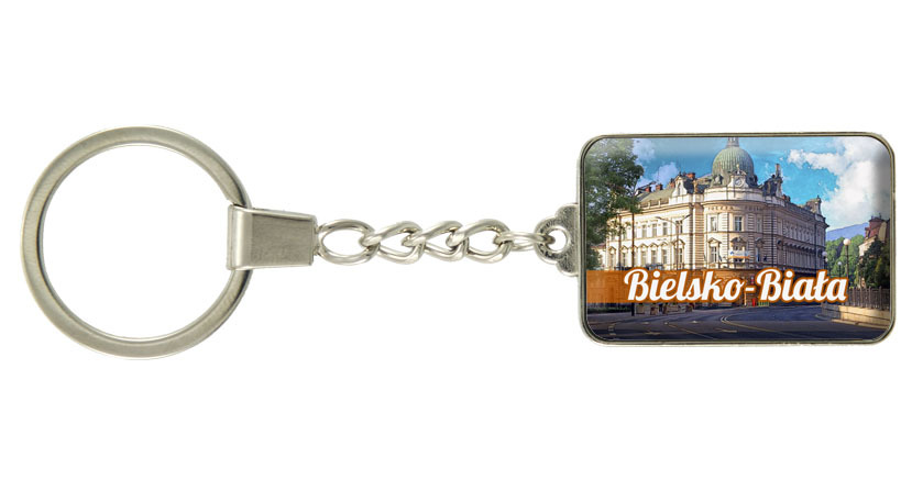 Brelok szklany prostokąt Bielsko-Biała