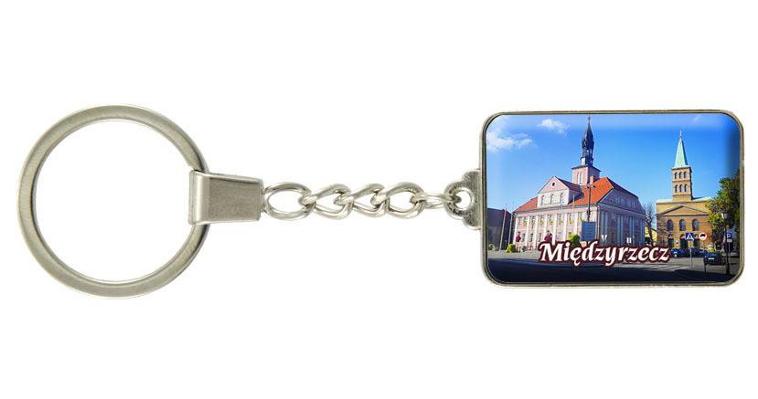 Brelok szklany prostokąt Międzyrzecz