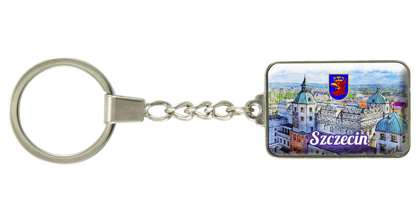 Brelok szklany prostokąt Szczecin