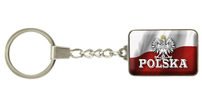 Brelok szklany prostokąt Polska