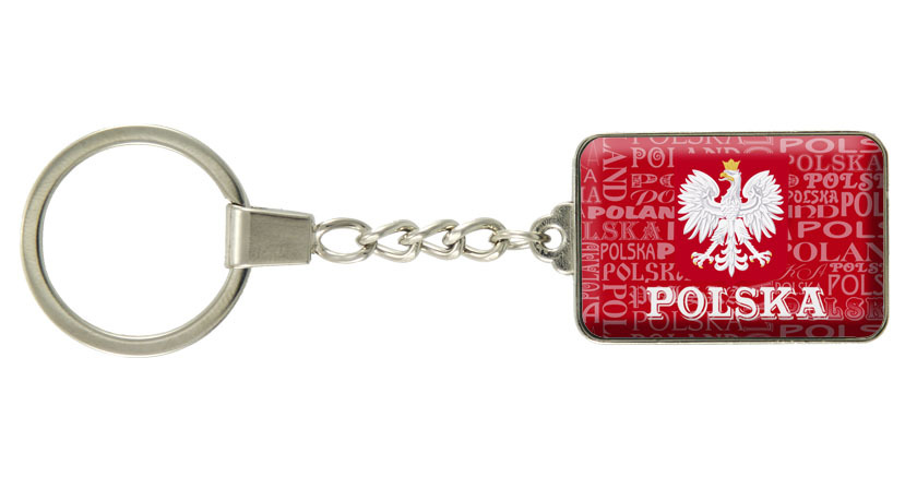 Brelok szklany prostokąt Polska