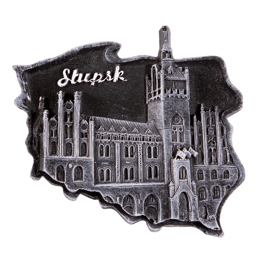 Magnes kontur Słupsk czarno-biały