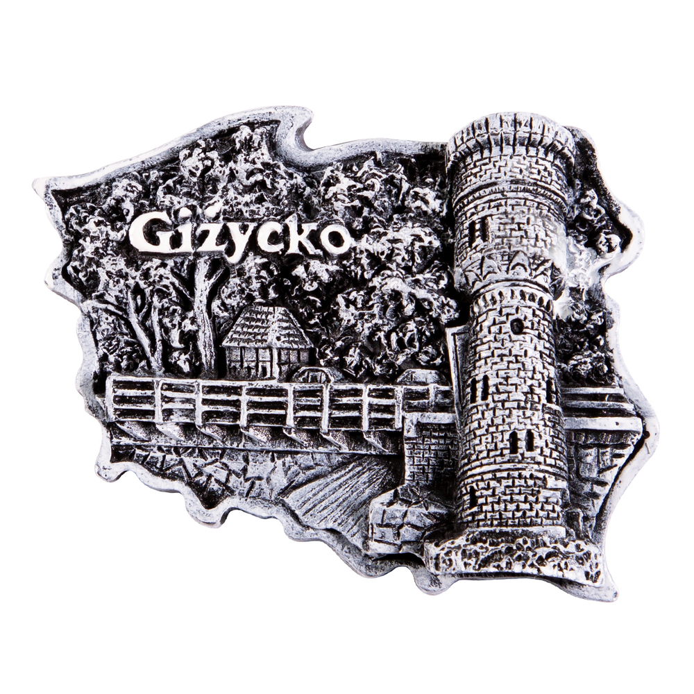 Magnes kontur Giżycko czarno-biały