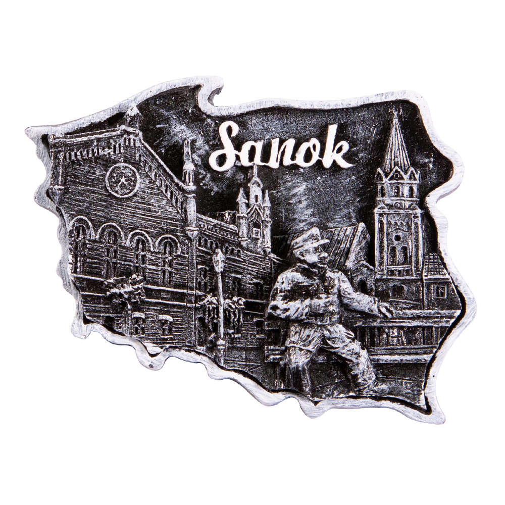 Magnes kontur Sanok czarno-biały