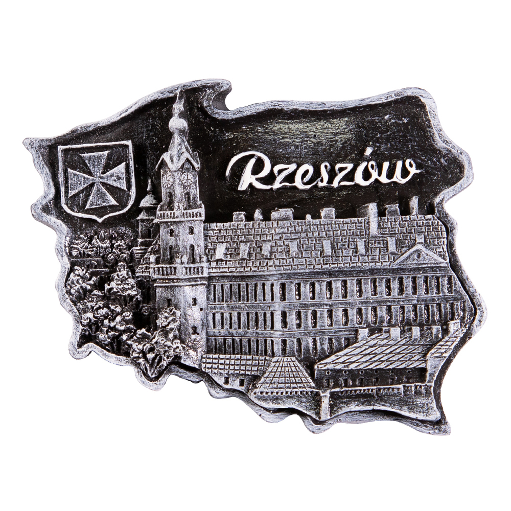Magnes kontur Rzeszów 2 czarno-biały