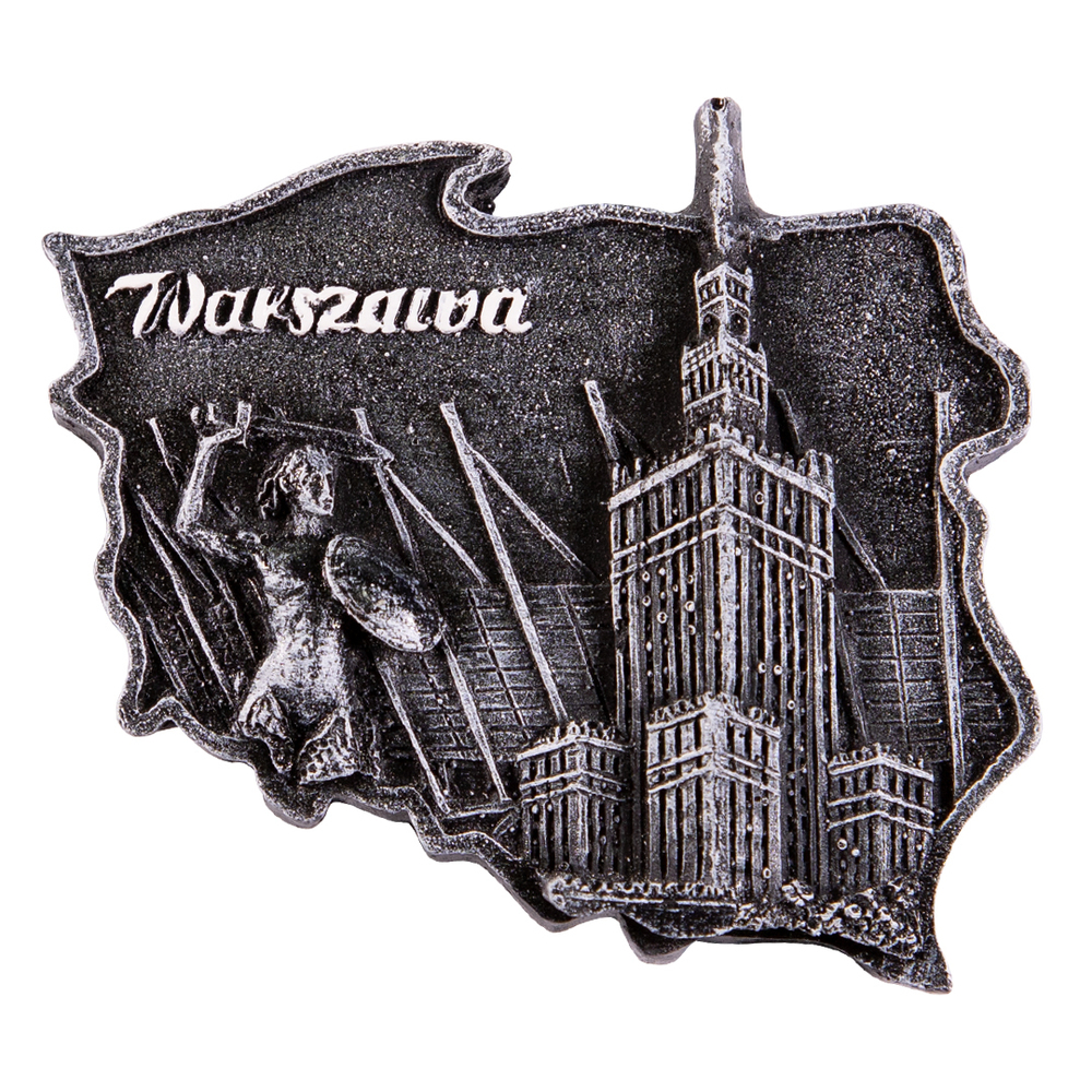 Magnes kontur Warszawa Pałac Kultury czarno-biały