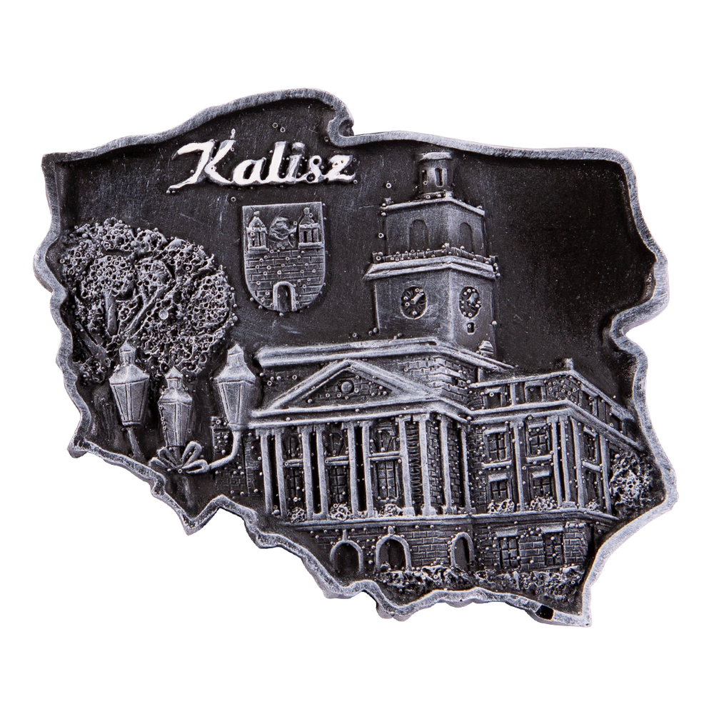 Magnes kontur Kalisz czarno-biały