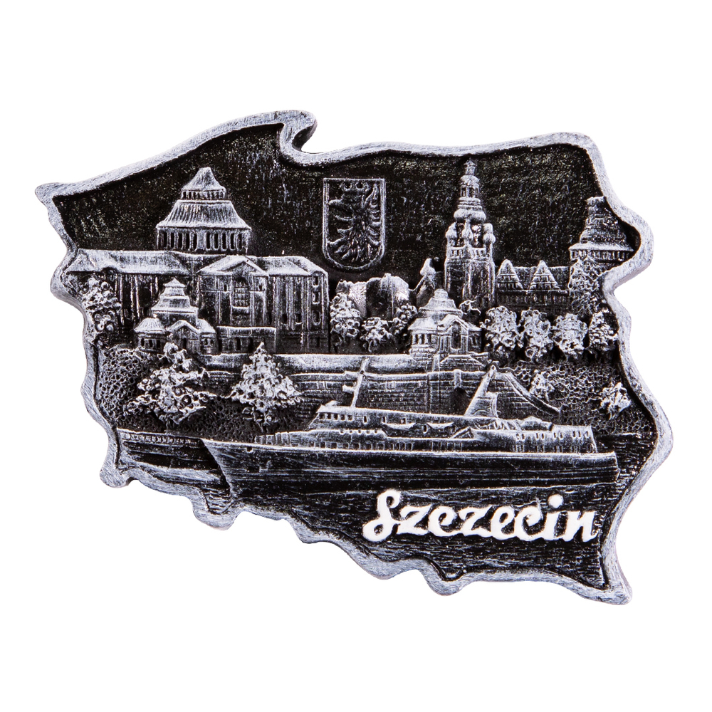 Magnes kontur Szczecin czarno-biały