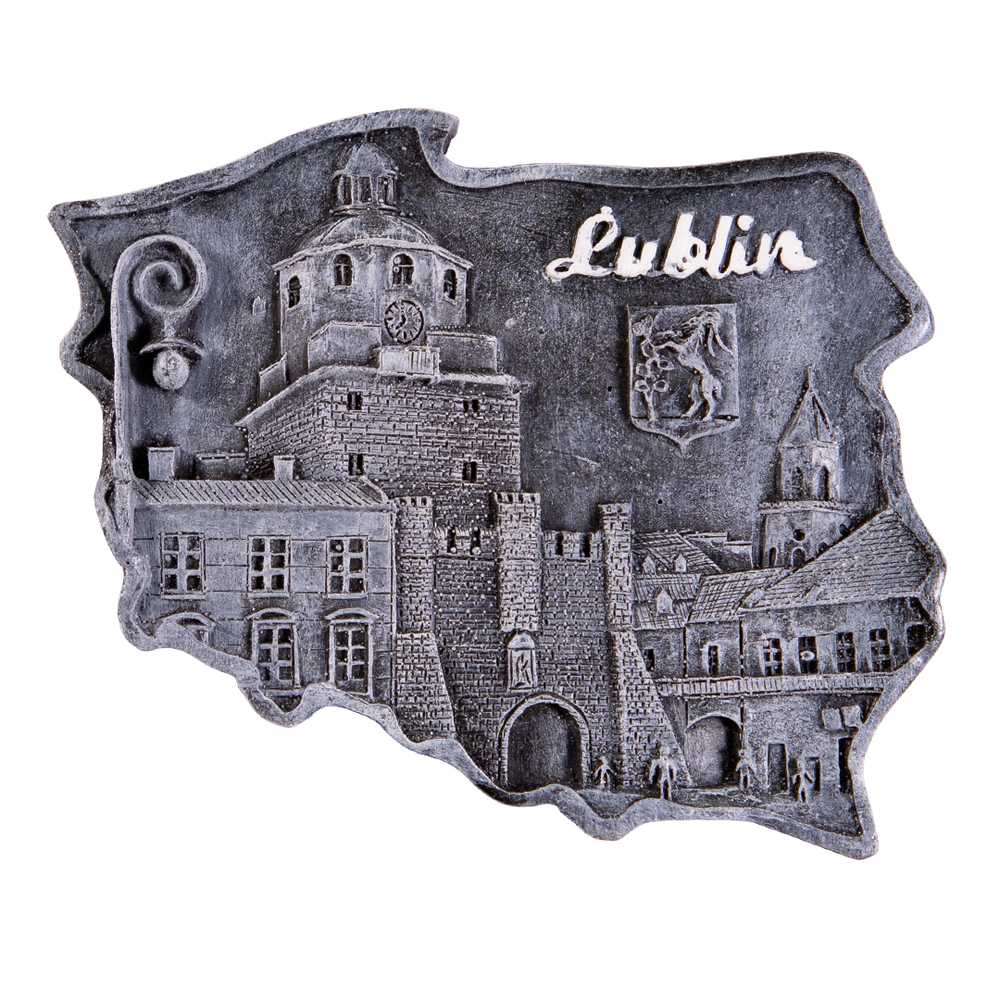 Magnes kontur Lublin czarno-biały