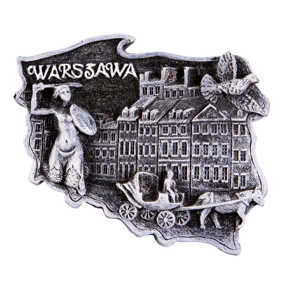 Magnes kontur Warszawa Starówka czarno-biały