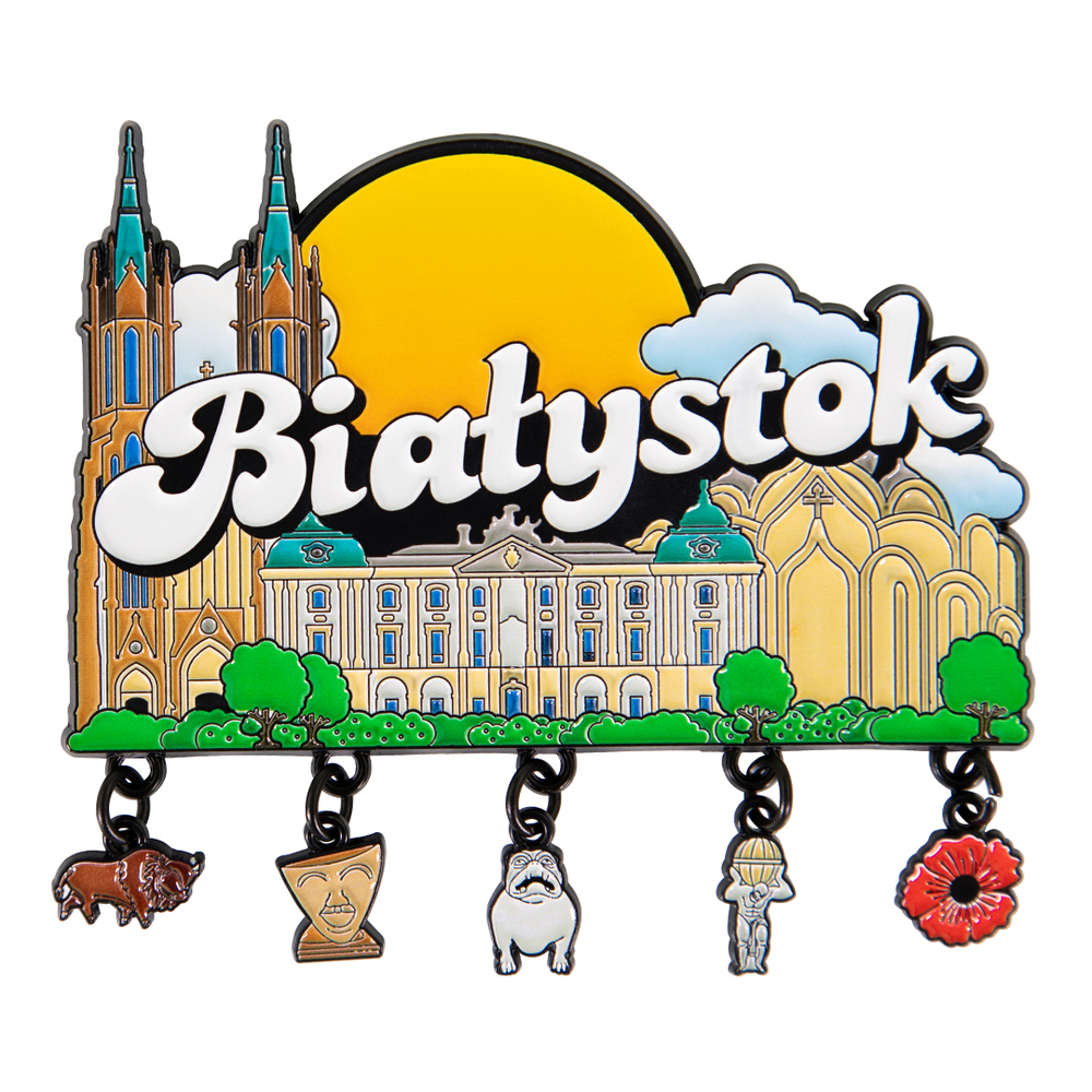 Metalowy magnes z zawieszkami Białystok
