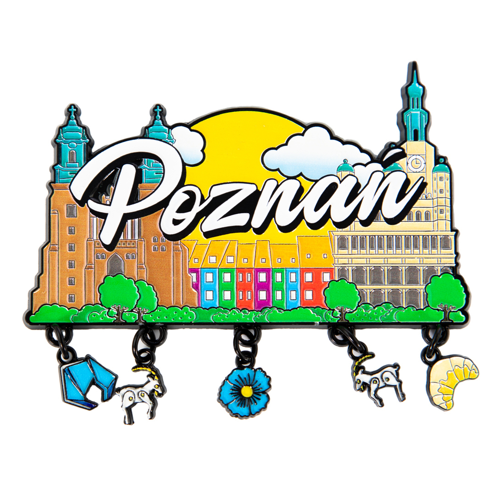 Metalowy magnes z zawieszkami Poznań