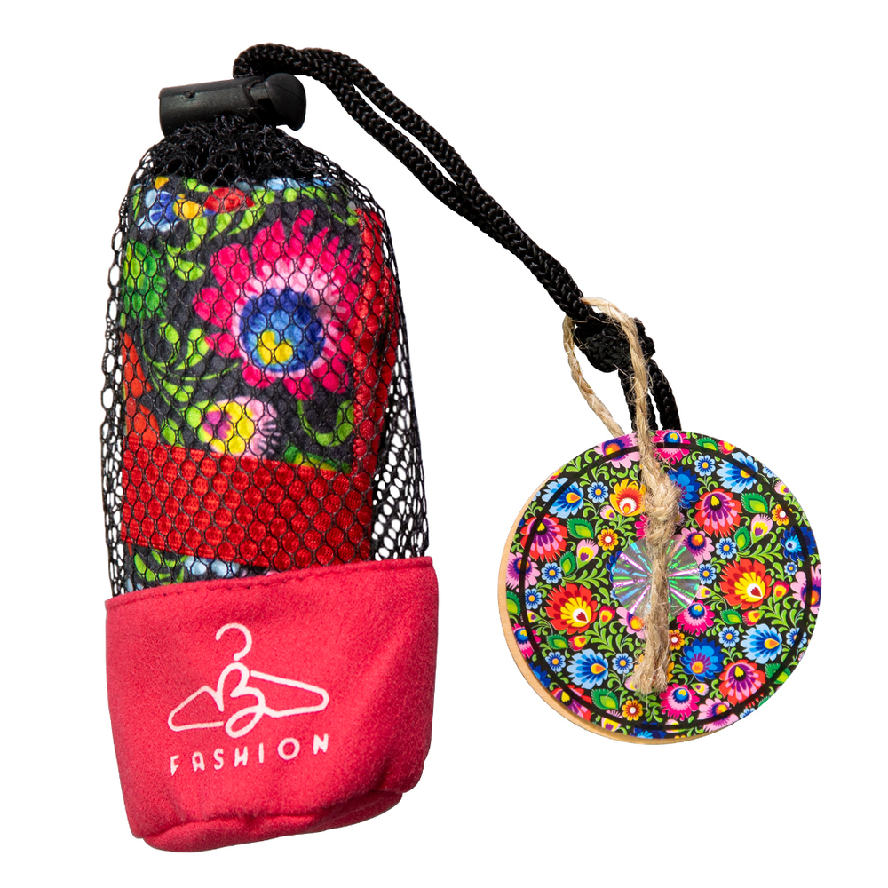 Ręcznik plażowy mały w worku folk czarny B-Fashion