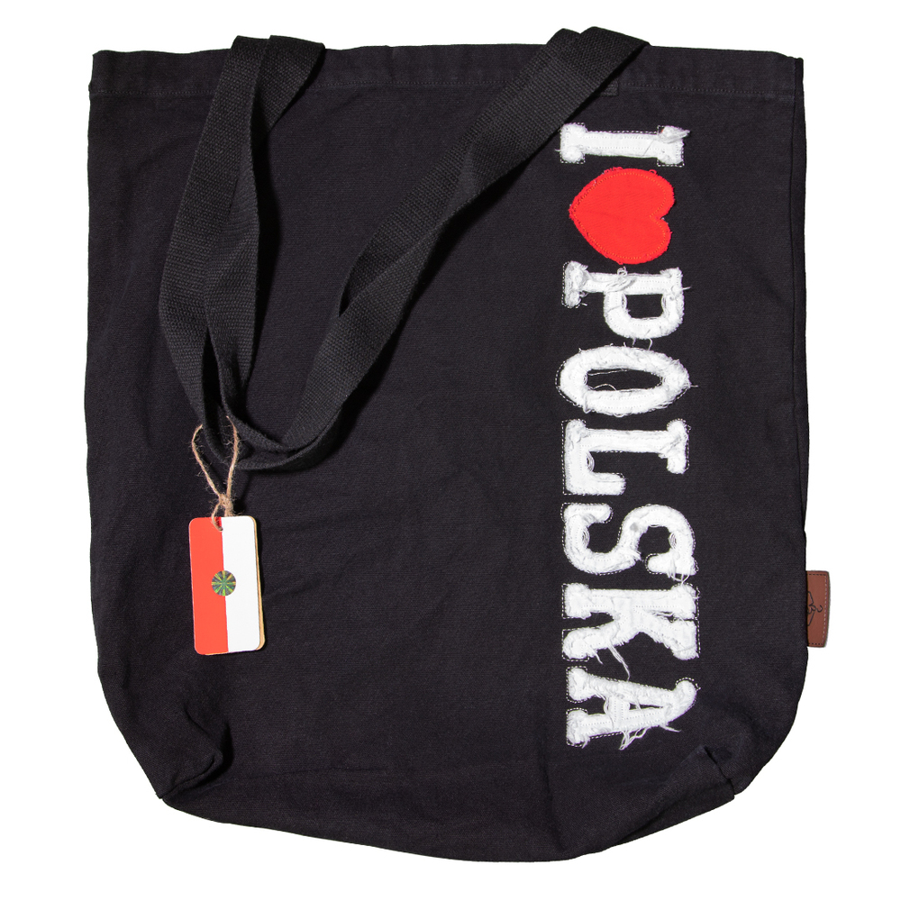 Torba materiałowa premium duża czarna I love PL B-Fashion