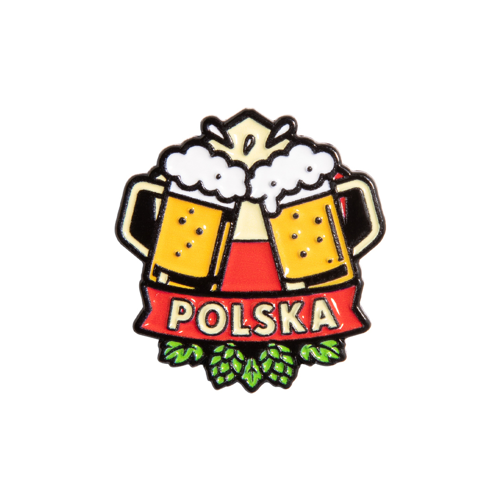 Metalowa przypinka piwo