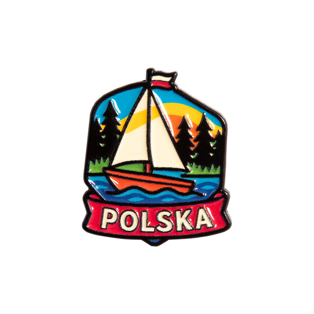 Metalowa przypinka żaglówka