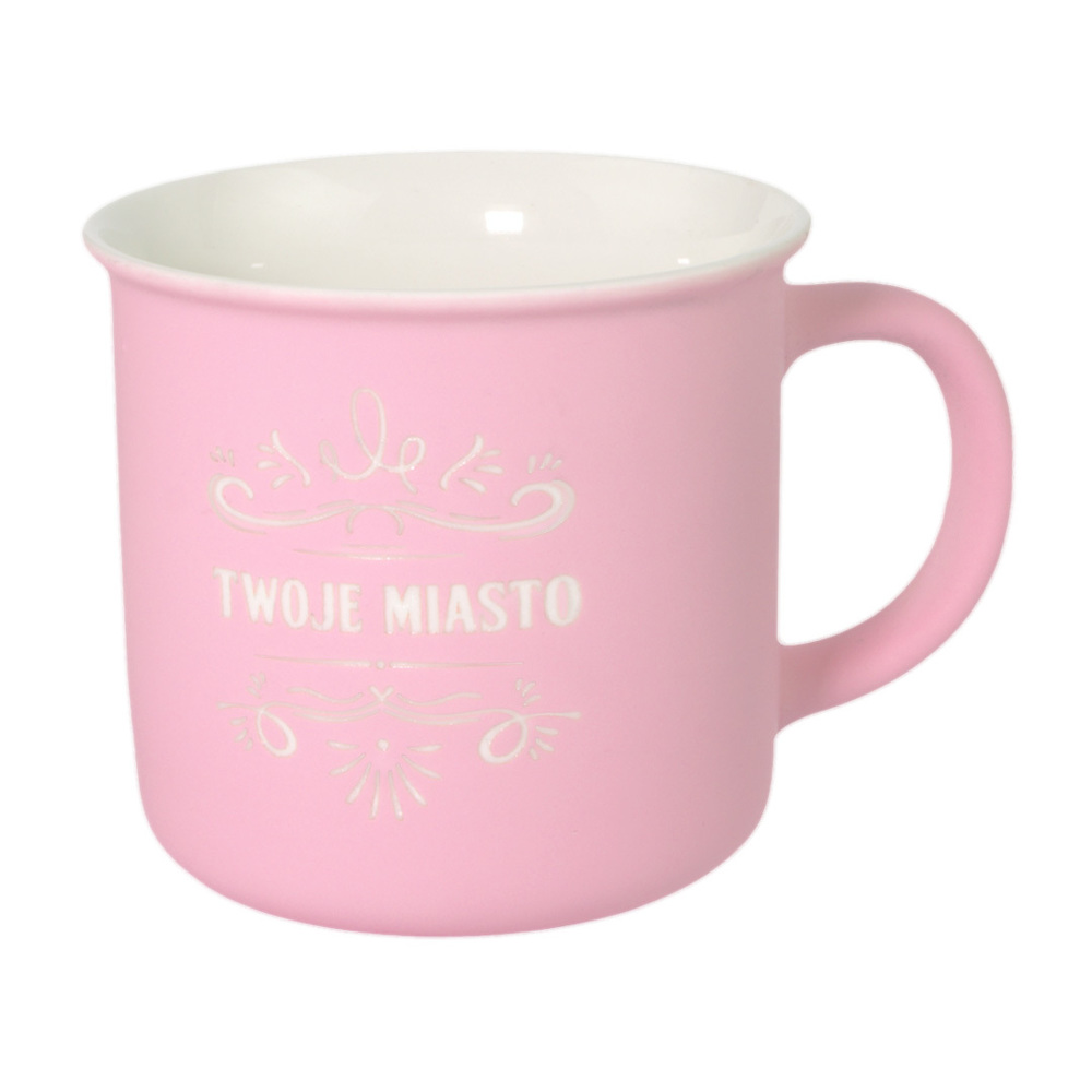 Kubek ceramiczny gumowany personalizowany różowy