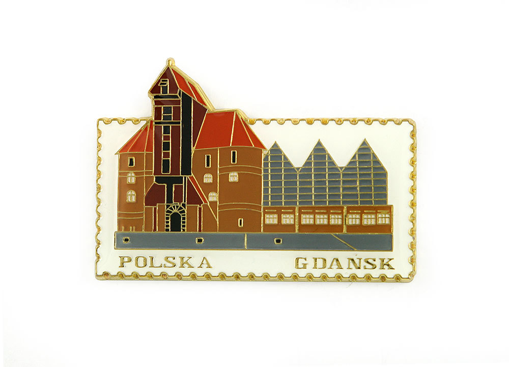Magnes znaczek Gdańsk, żuraw