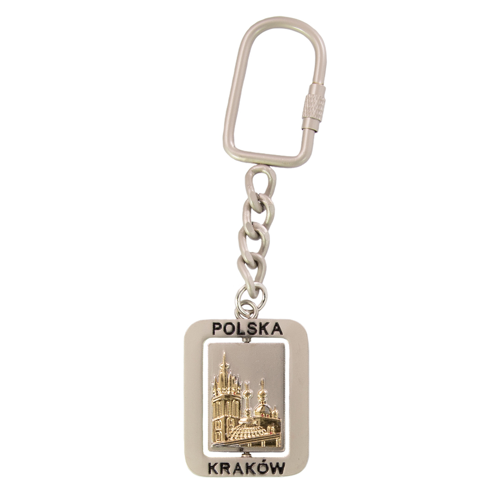 Brelok prostokątny metalowy Kraków wieża KM.
