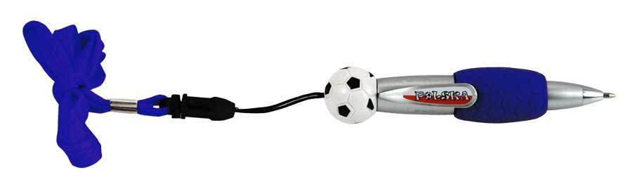 Długopis na smyczy z piłką - niebieski, Polska