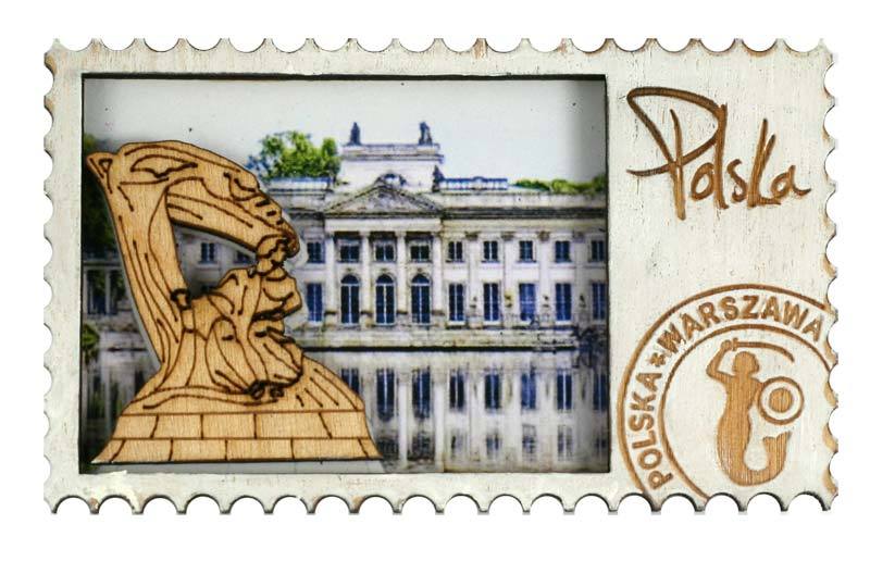 Magnes drewniany znaczek Warszawa Łazienki
