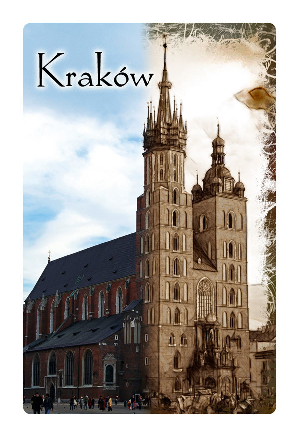 Magnes typu flip - przenikające obrazy Kraków Mariacki