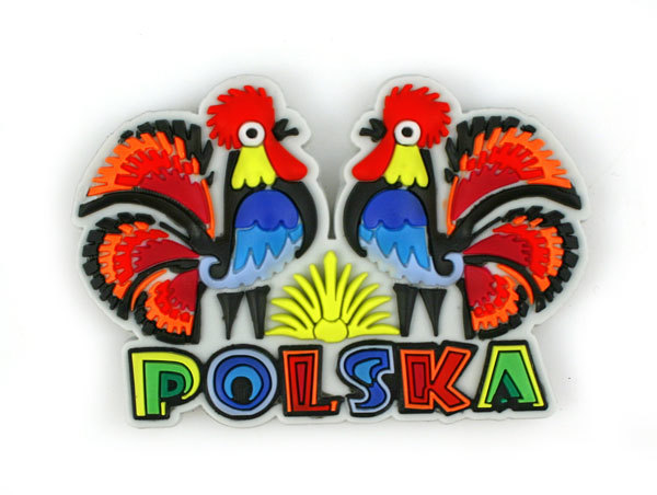 Magnes gumowy folk 2 koguty Polska