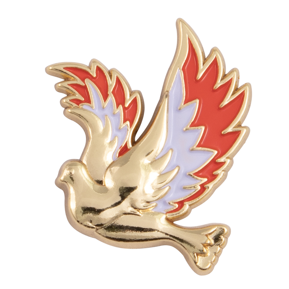 Metalowy pin gołąb, błyszczący