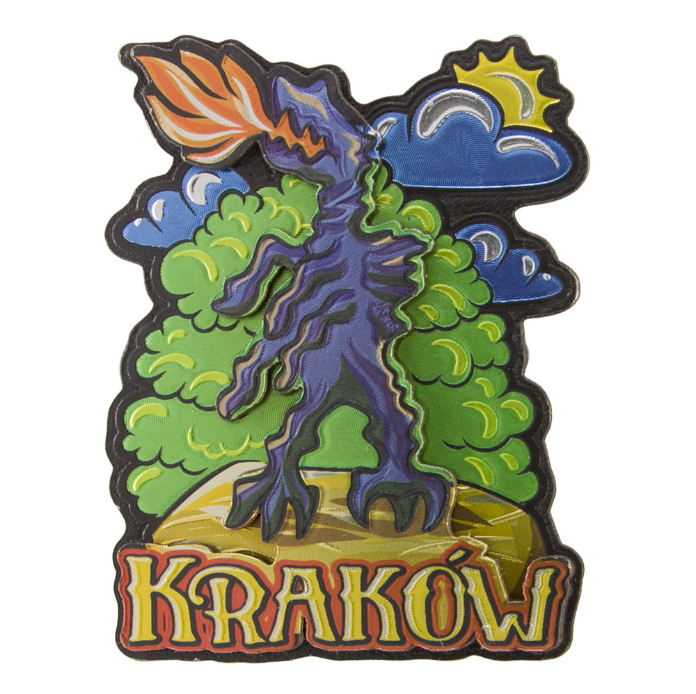 Magnes MDF metalizowany Kraków Smok Wawelski