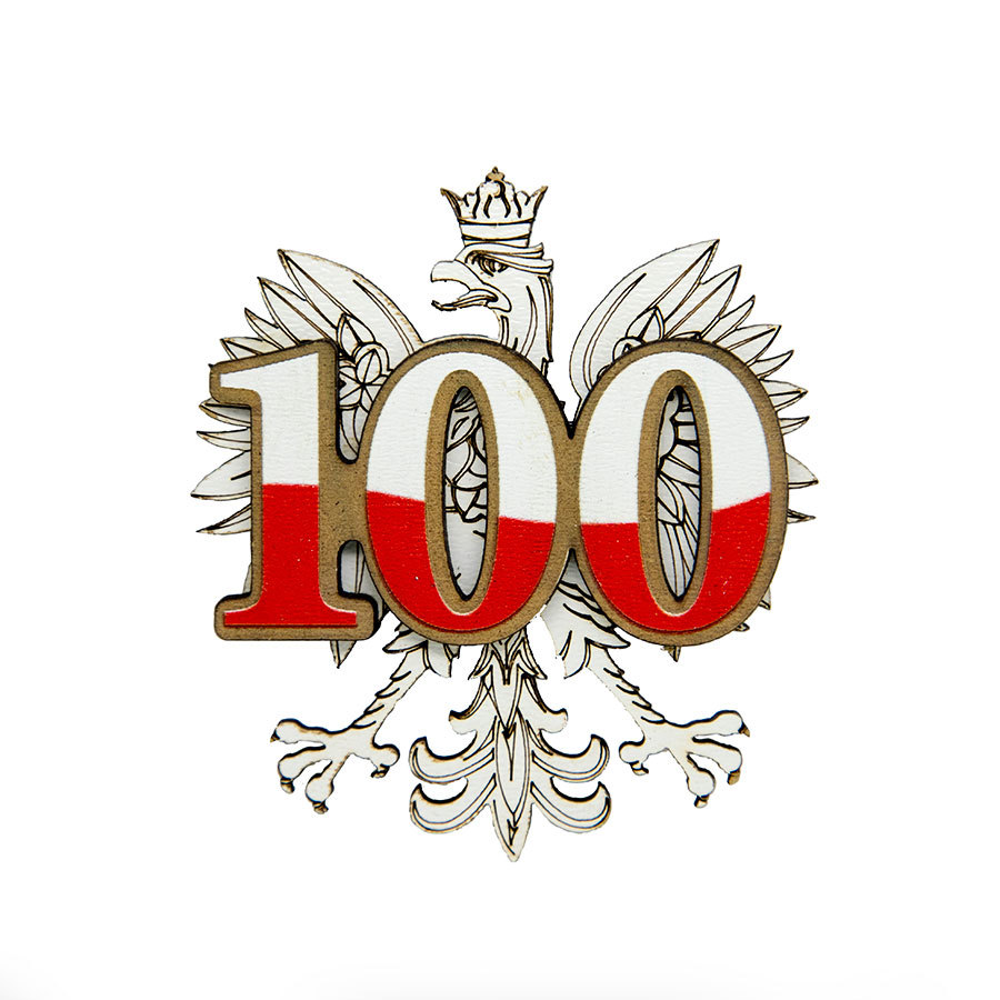 Magnes drewniany Orzeł 100 Lat - duży Polska