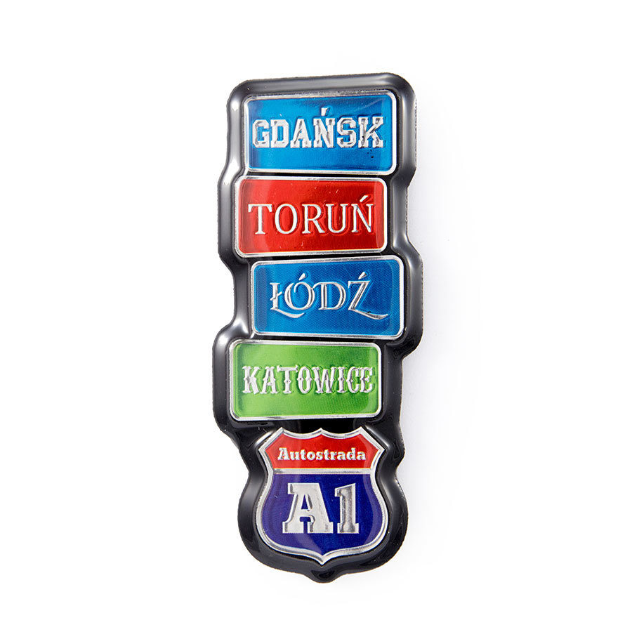 Magnes MDF metalizowany - znak drogowy A1