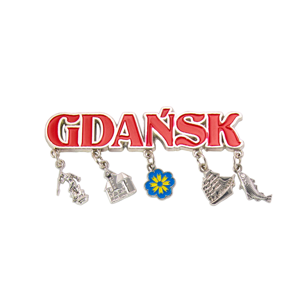 Magnes metalowy z zawieszkami Gdańsk