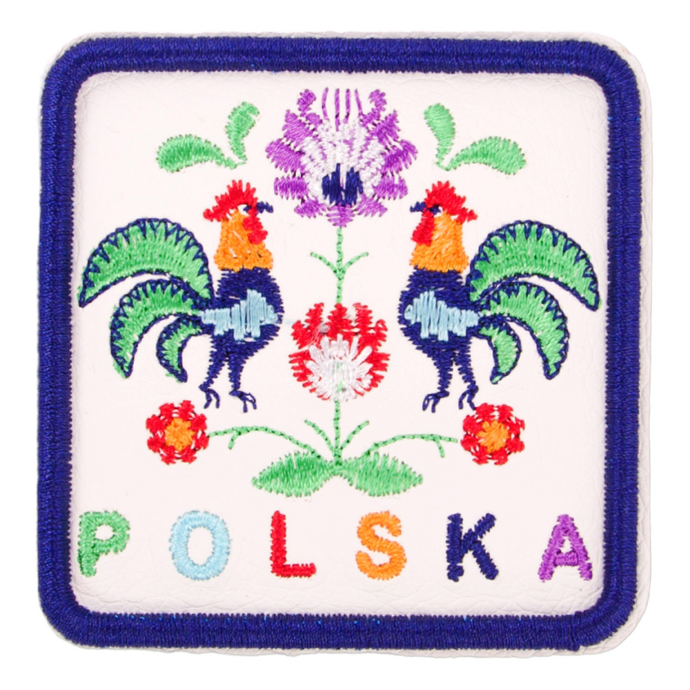 Magnes naprasowanka haft Polska folkowe koguciki