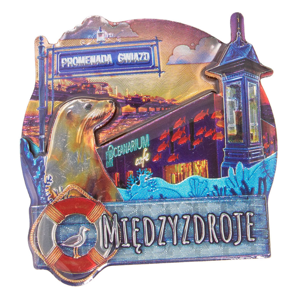 Magnes MDF metalizowany widok Międzyzdroje