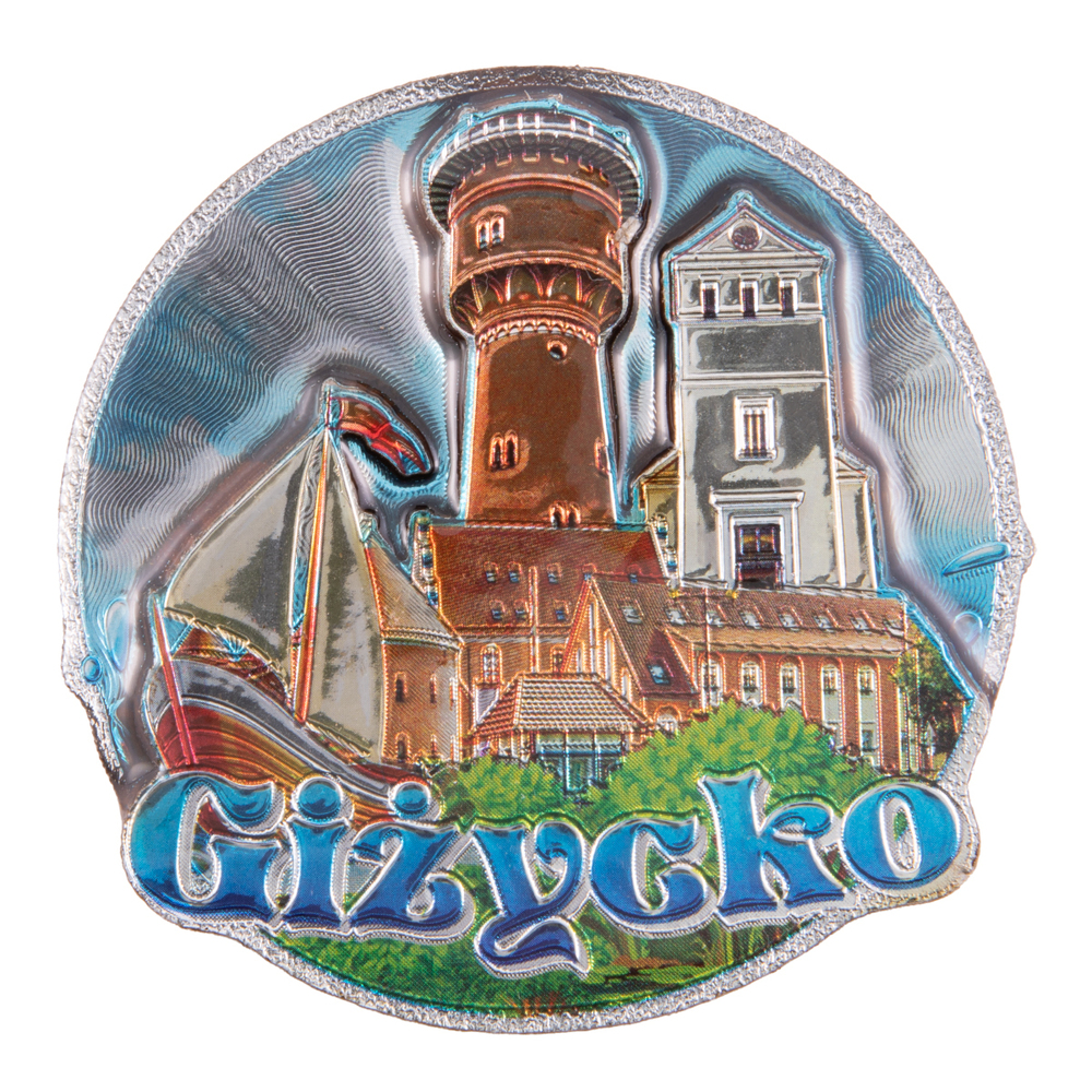 Magnes MDF metalizowany widok Giżycko