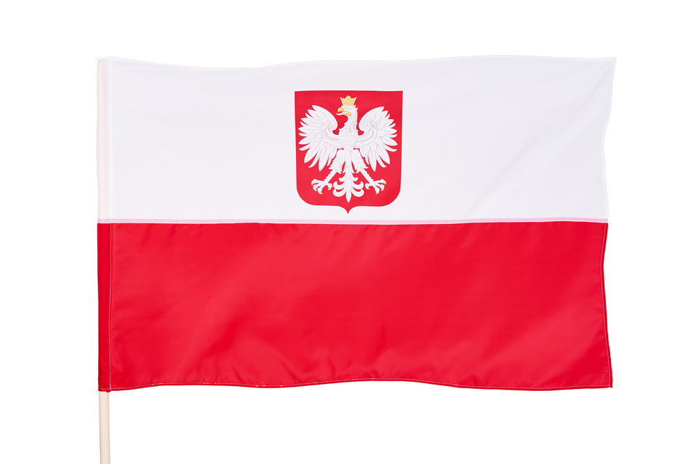 Flaga państwowa z godłem RP typ bandera średnia