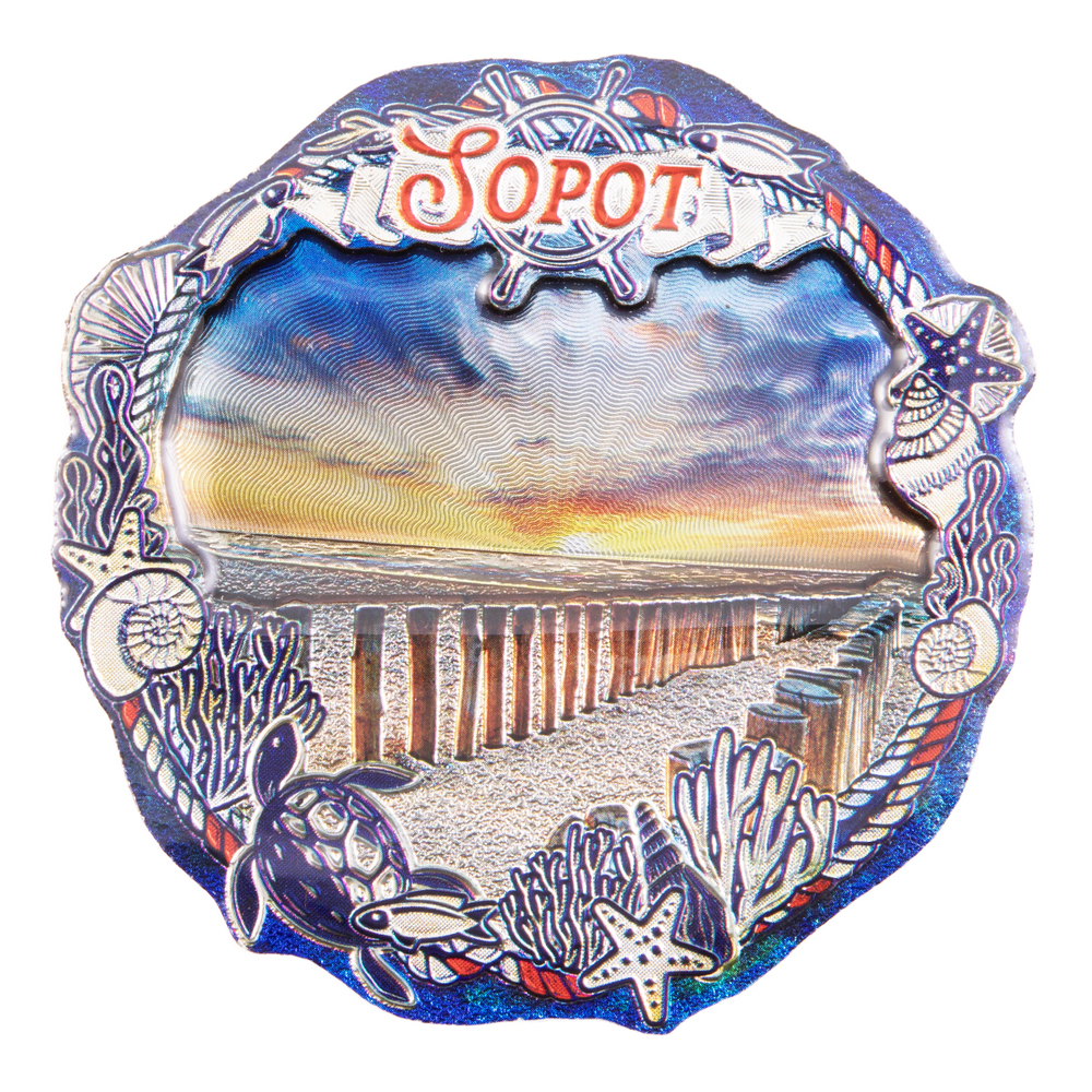 Magnes MDF metalizowany widok Sopot