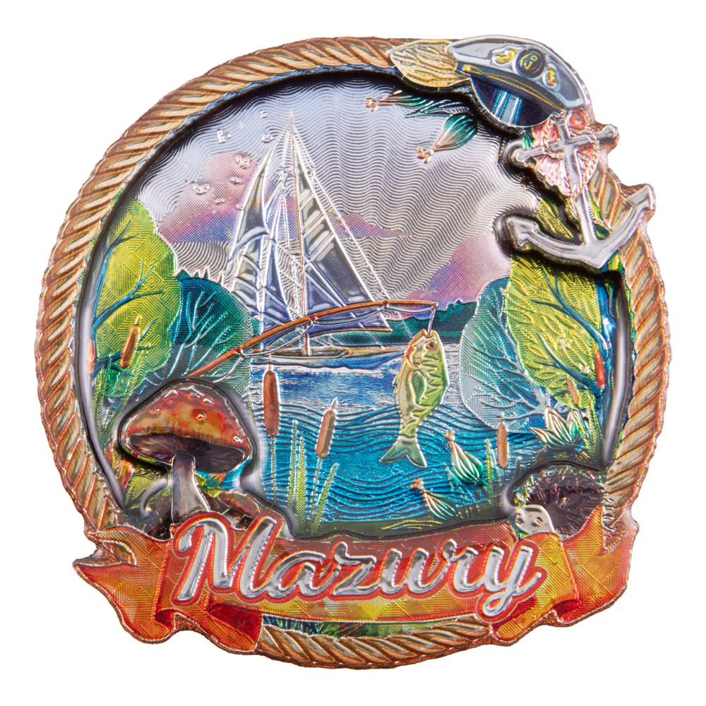 Magnes MDF metalizowany widok Mazury